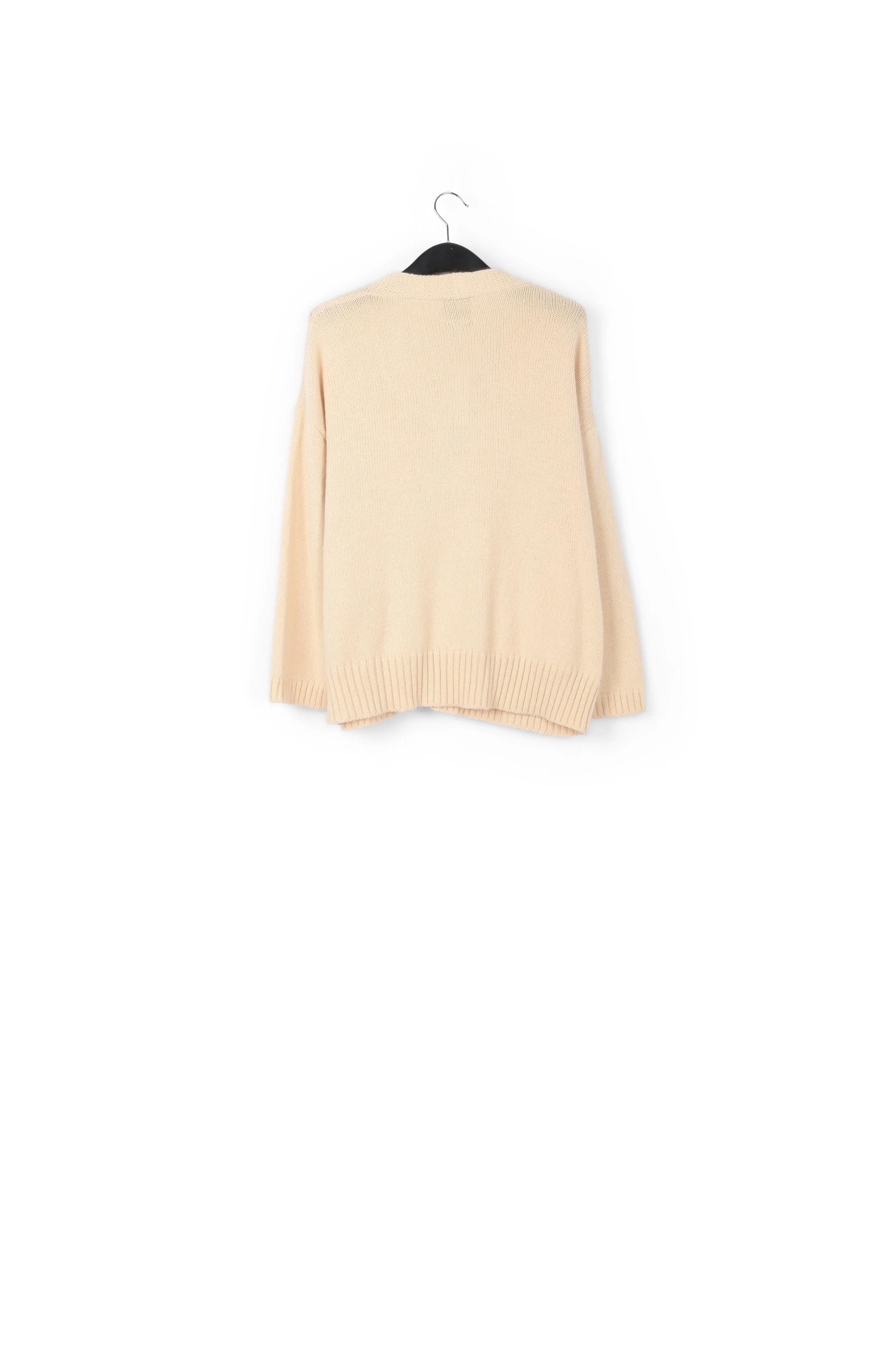 Off-white oversized cardigan with rhinestone buttons