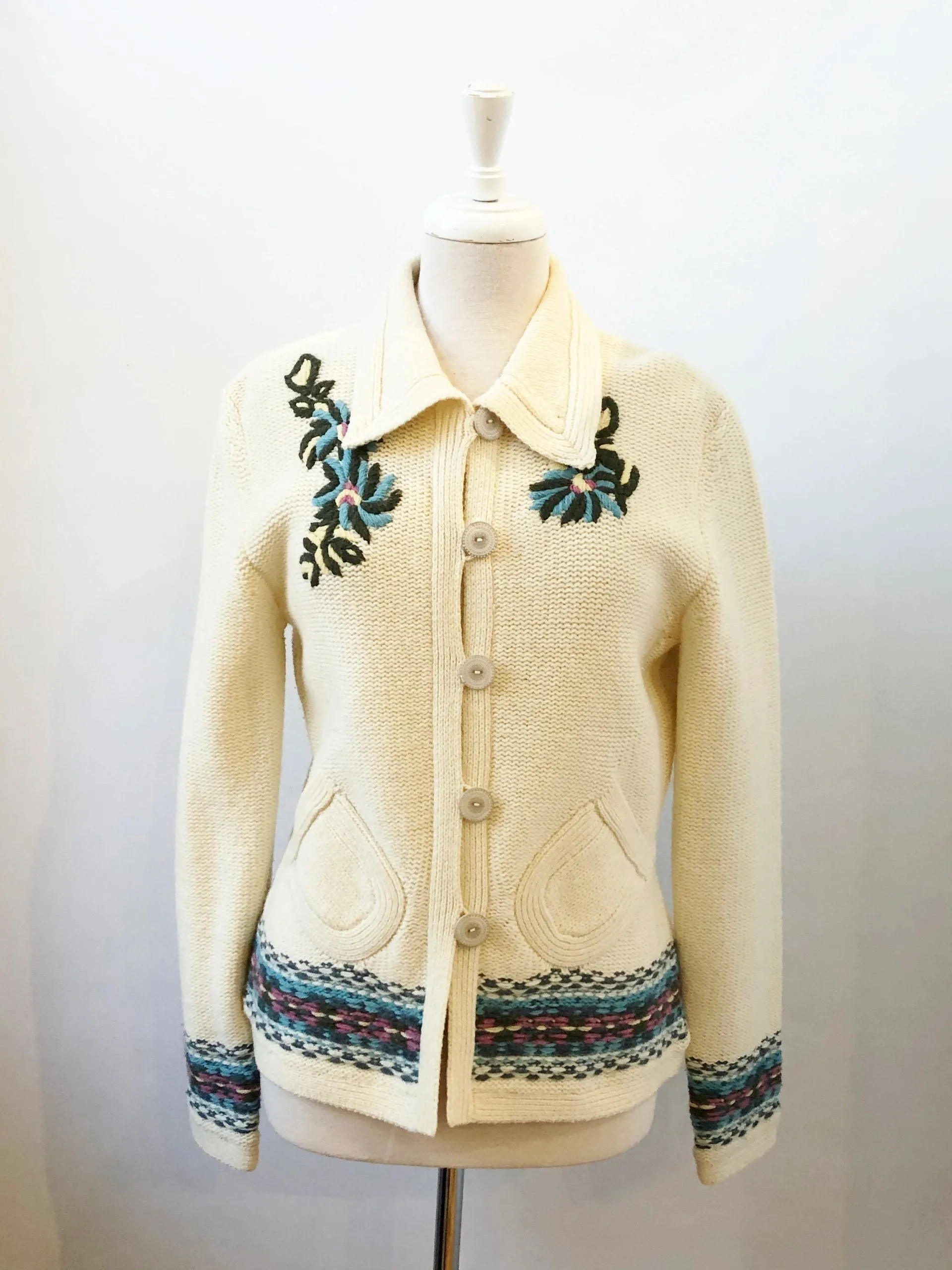 Oilily Patterned Wool Cardigan Size L