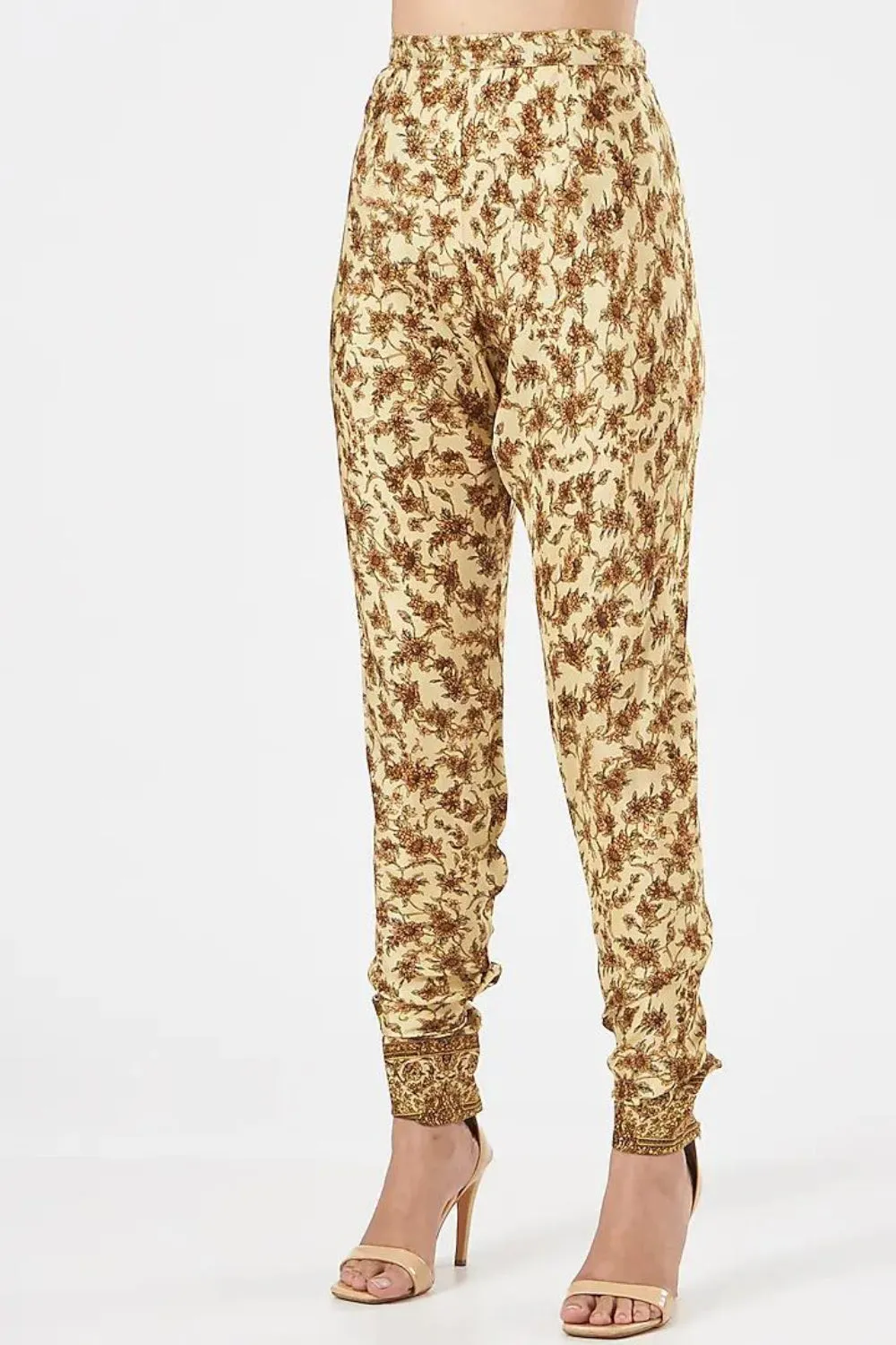 Olive Green Silk Printed Pant Set