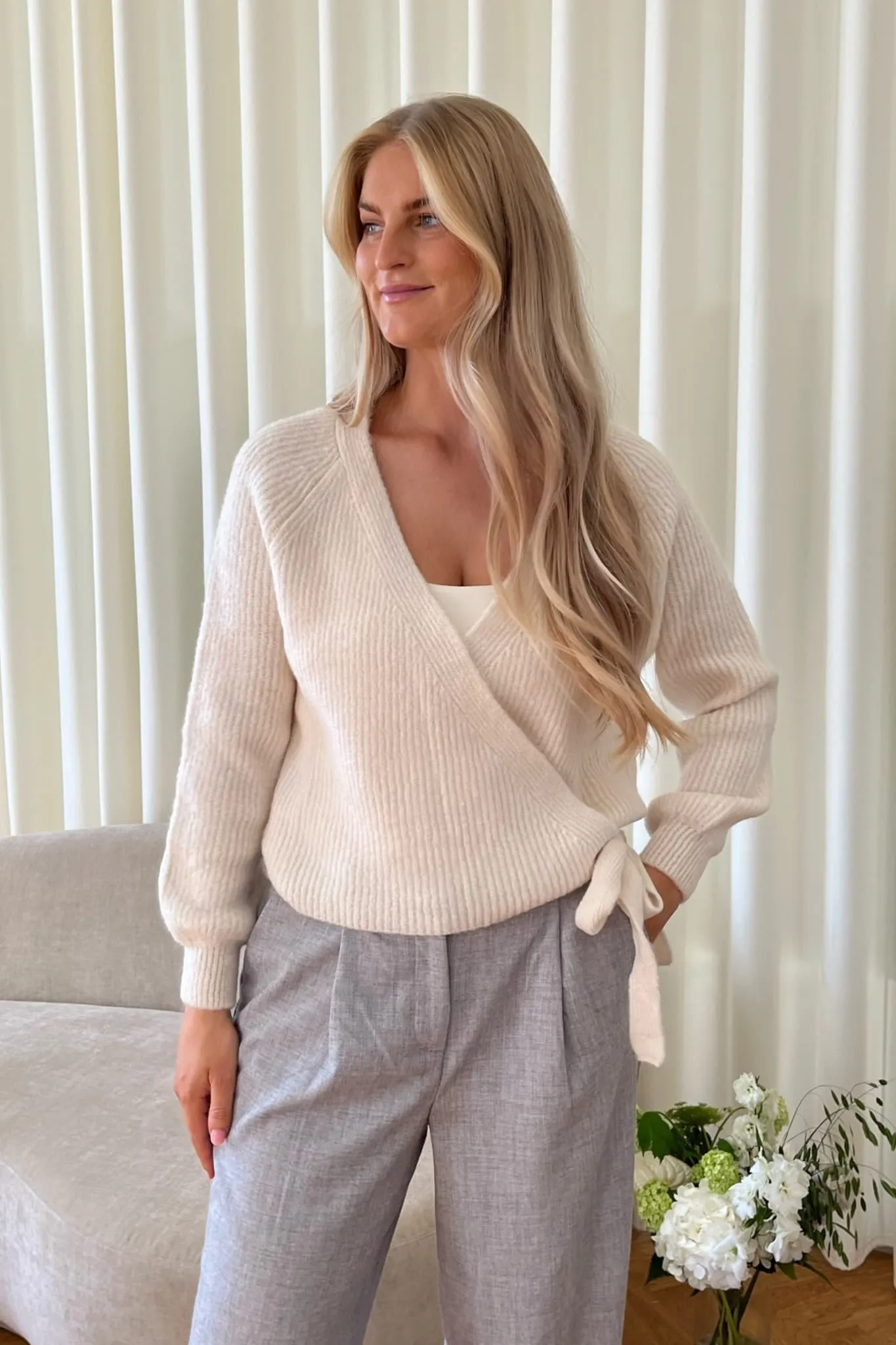 ONLMia Slå Om Cardigan - Hvid