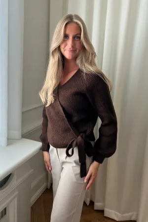 ONLMia Slå Om Cardigan - Mørkebrun