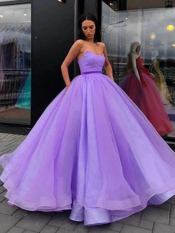 Organza Princess Ball Gown Sweetheart Prom Dresses, Long Formal Dresses, MP670
