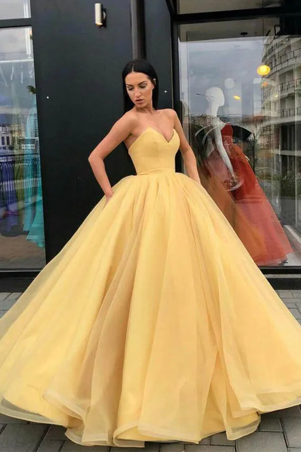 Organza Princess Ball Gown Sweetheart Prom Dresses, Long Formal Dresses, MP670