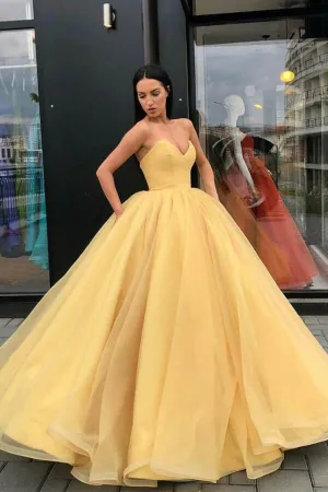 Organza Princess Ball Gown Sweetheart Prom Dresses, Long Formal Dresses, MP670