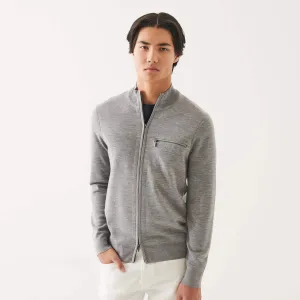 Patrick Assaraf Double Face Merino Zip Up Cardigan