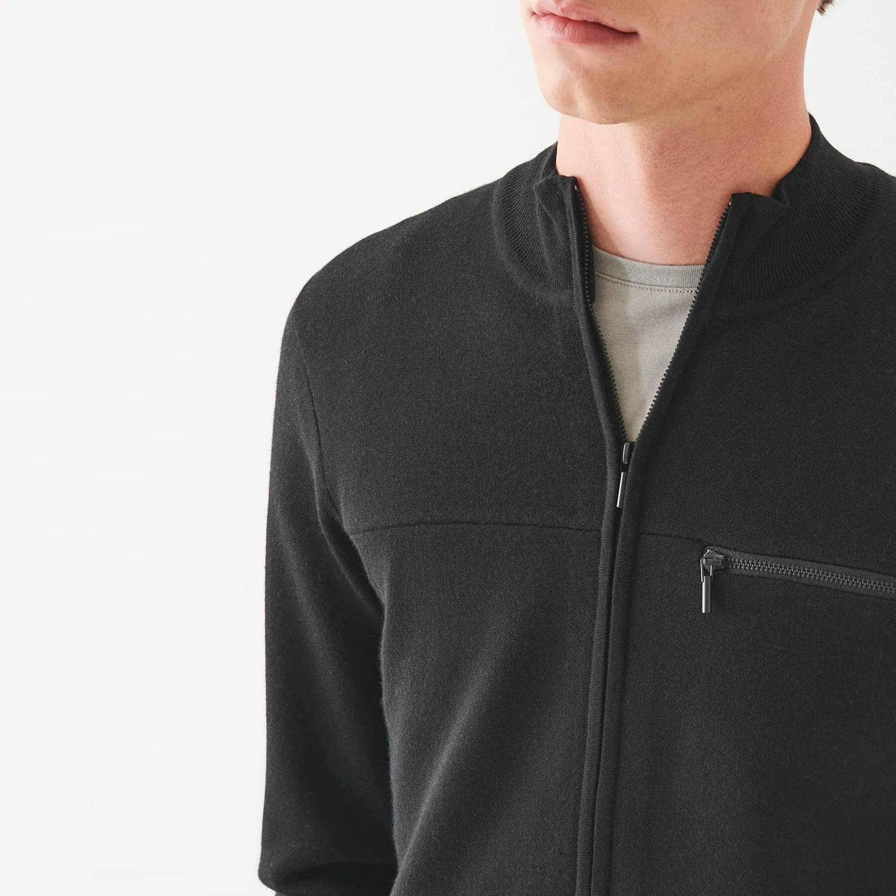 Patrick Assaraf Double Face Merino Zip Up Cardigan