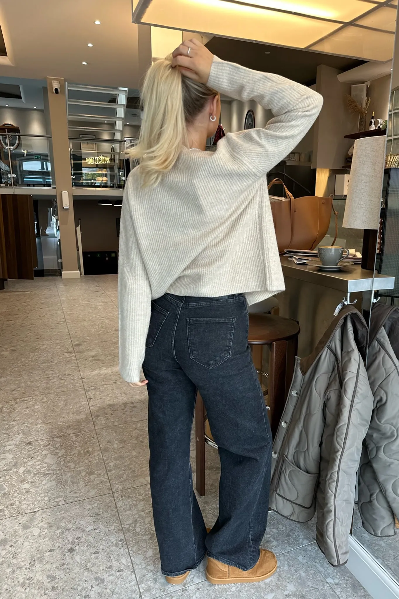 PCSilly Cardigan - Hvid Beige Meleret