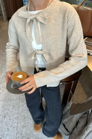 PCSilly Cardigan - Hvid Beige Meleret