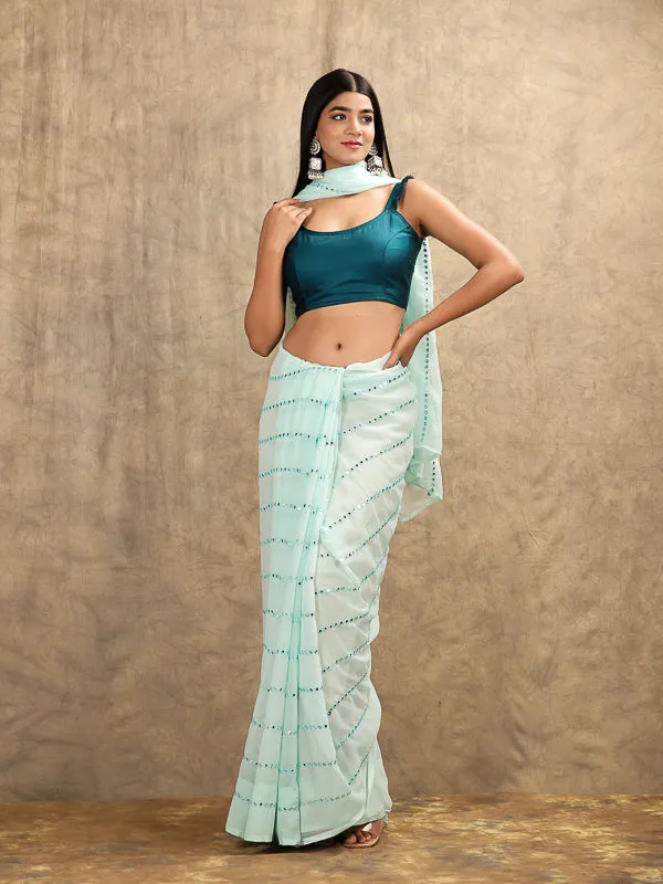 Peacock Blue Retro Sleeveless padded  Blouse