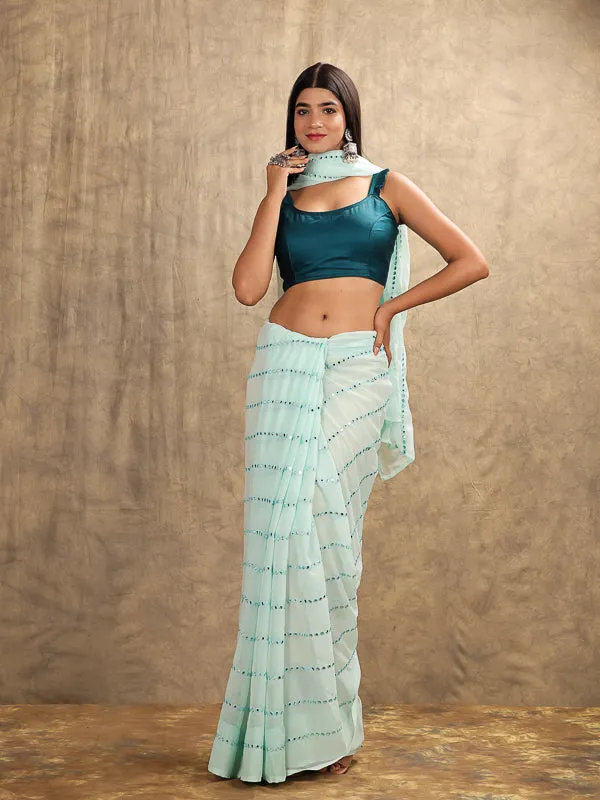 Peacock Blue Retro Sleeveless padded  Blouse