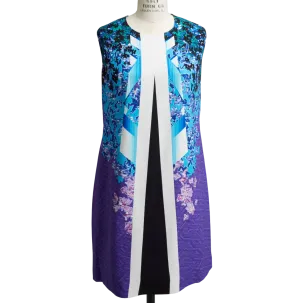 Peter Pilott Blue Viscose Sleeveless Printed Mini Dress UK 6