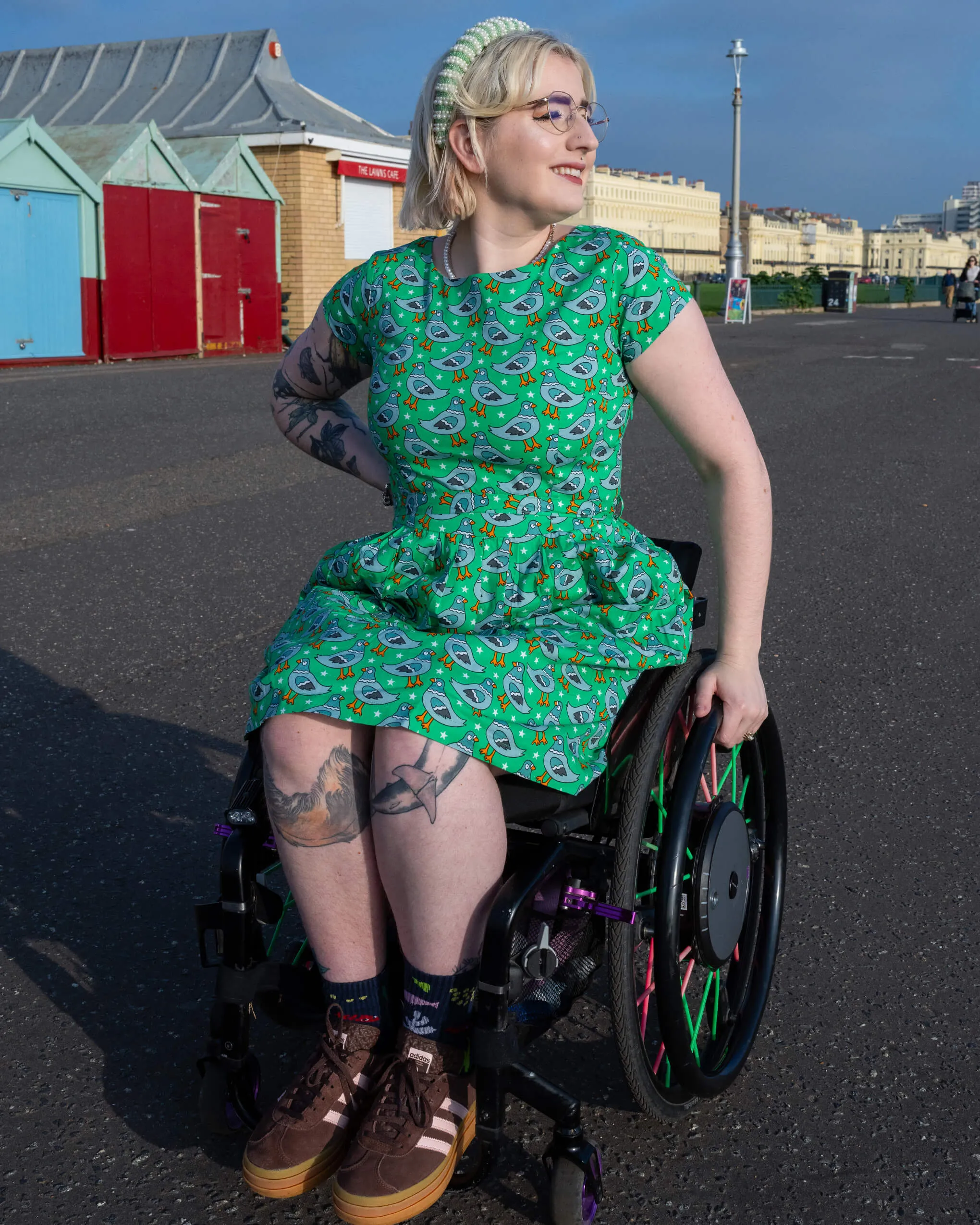 Pigeon Stars Stretch Belted Tea Dress with Pockets