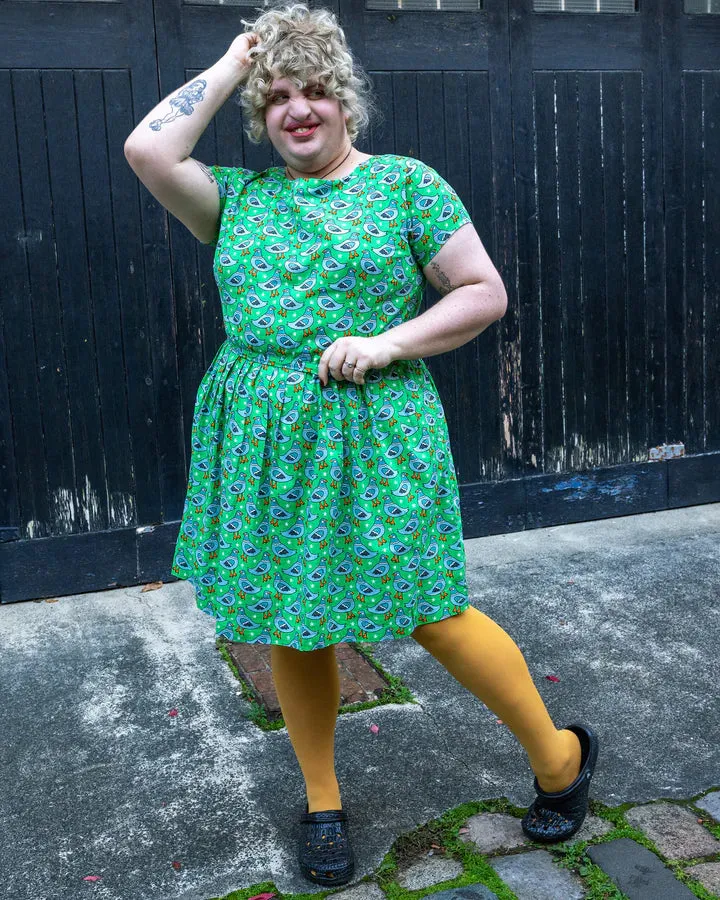 Pigeon Stars Stretch Belted Tea Dress with Pockets