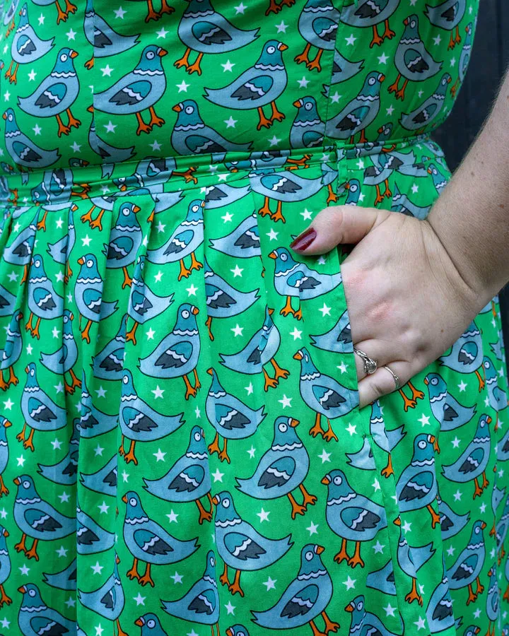 Pigeon Stars Stretch Belted Tea Dress with Pockets