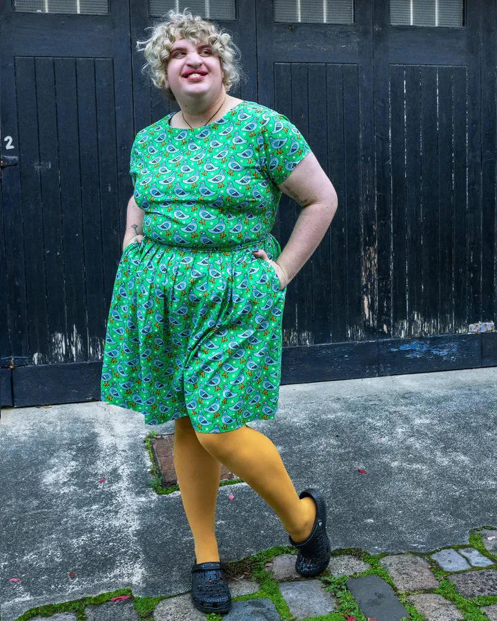 Pigeon Stars Stretch Belted Tea Dress with Pockets