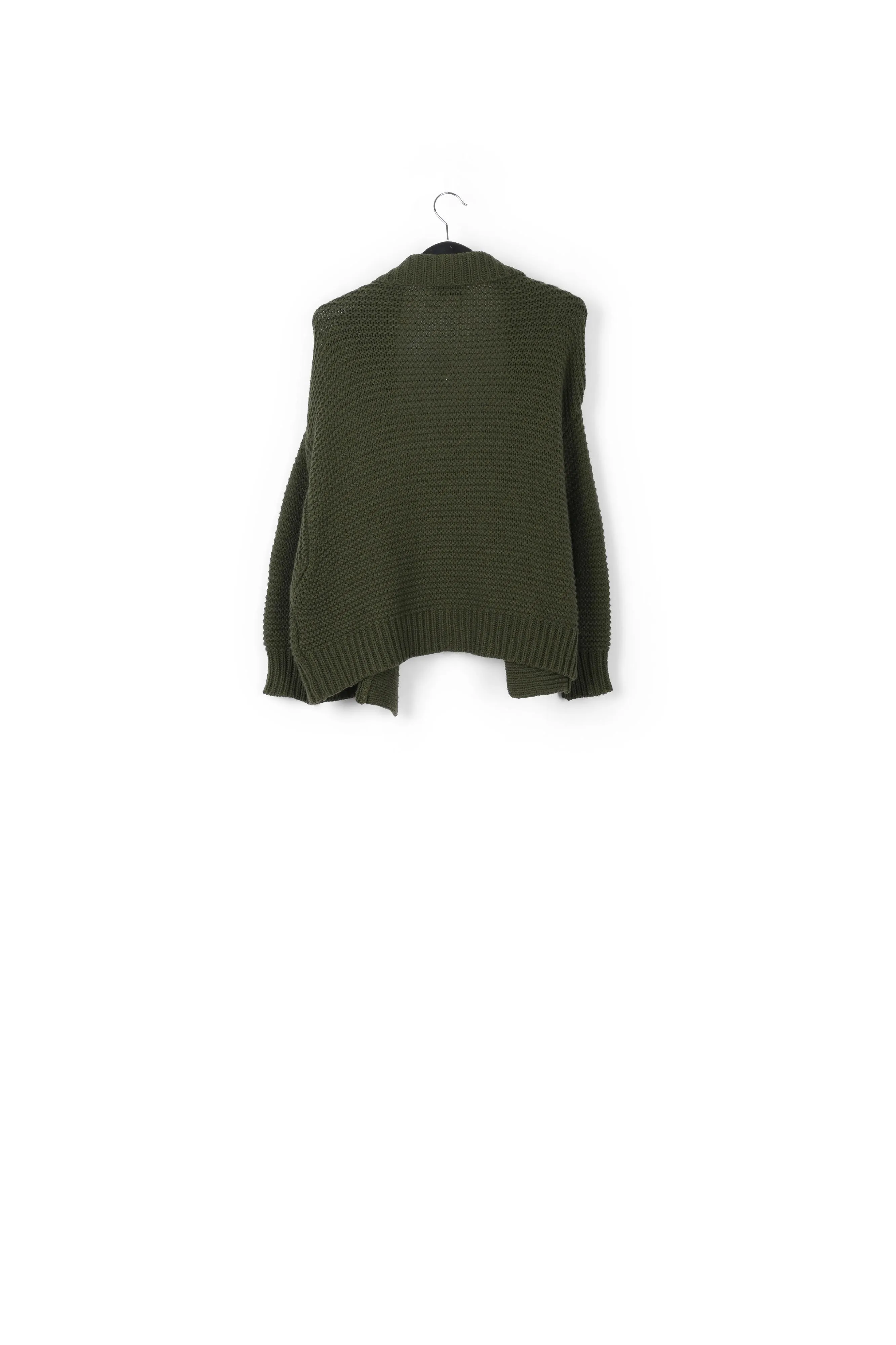 Pine green big sleeves knit cardigan