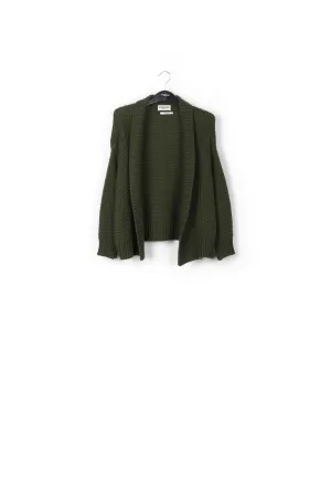 Pine green big sleeves knit cardigan