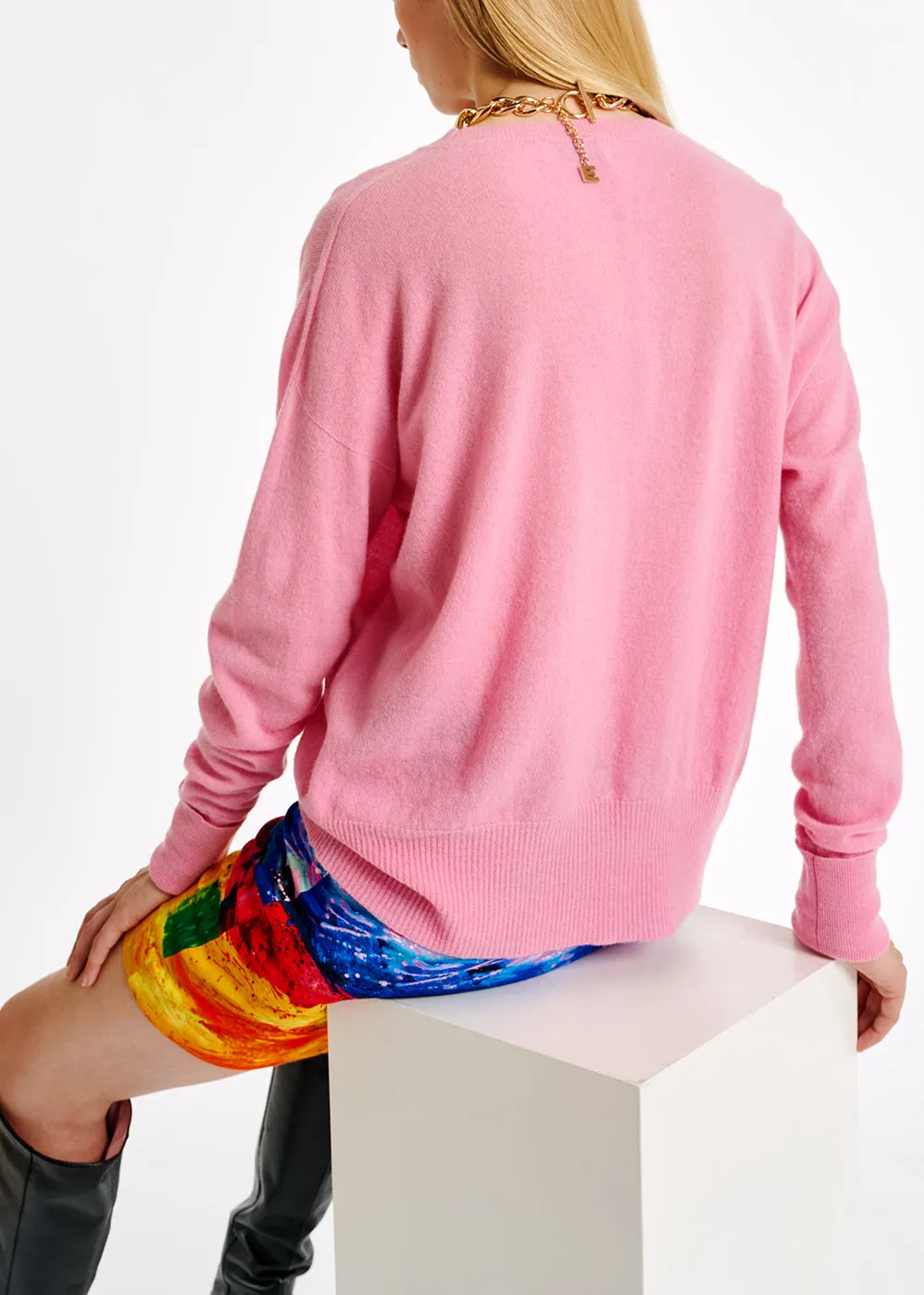 Pink merino wool blend sweater