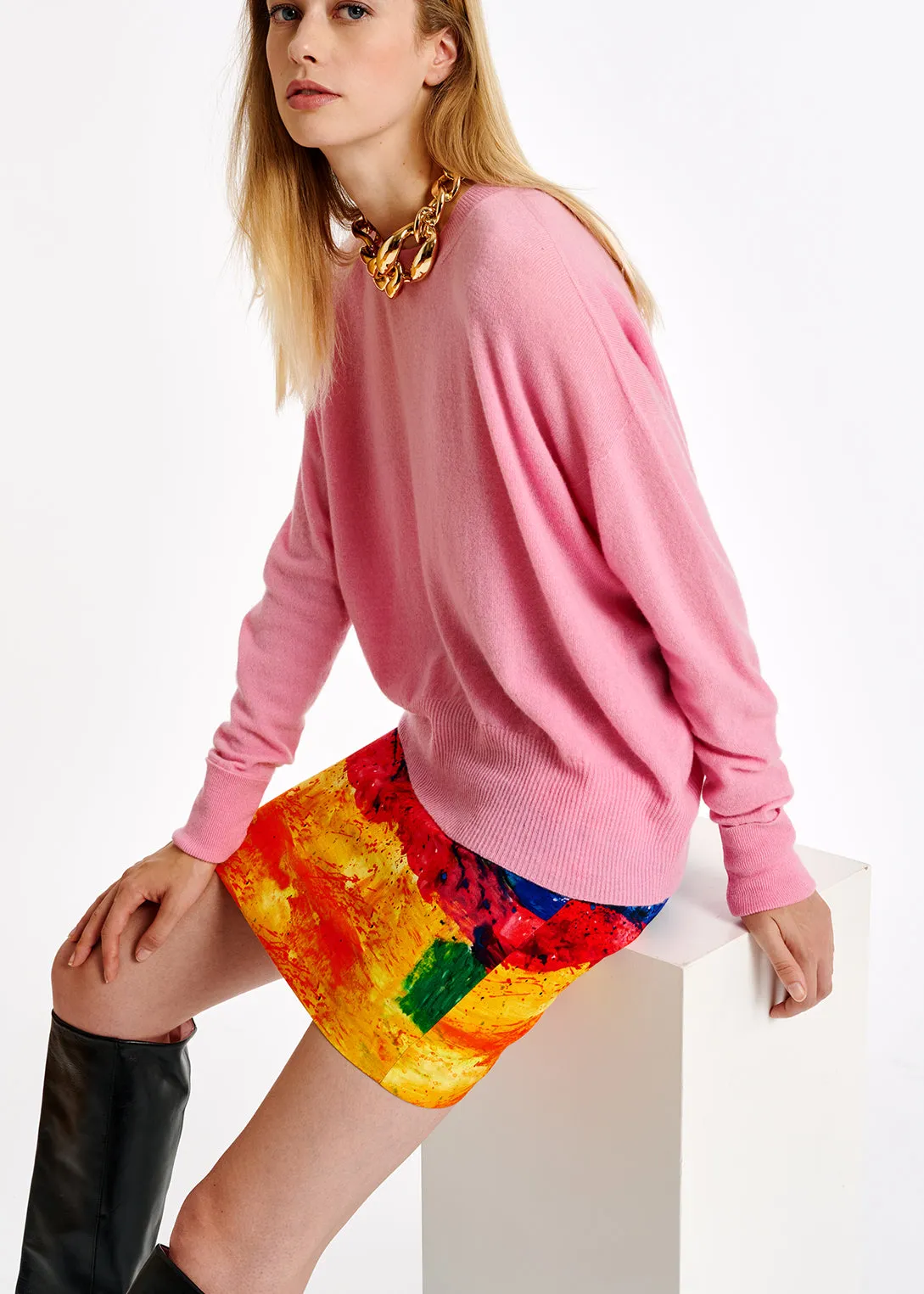 Pink merino wool blend sweater