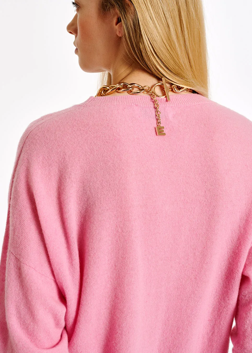 Pink merino wool blend sweater