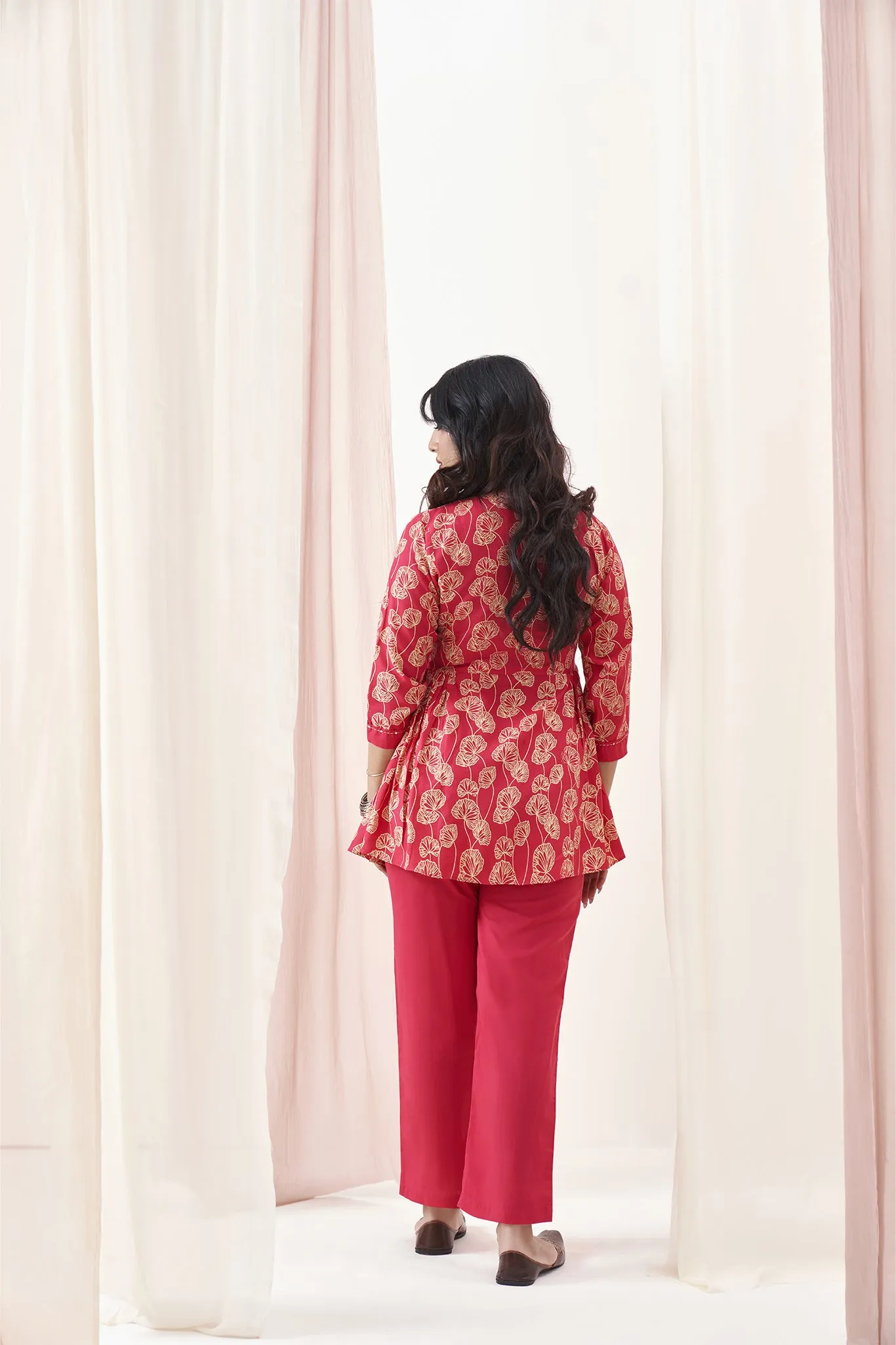Pink Pleated TENCEL Lyocell Co-Ords