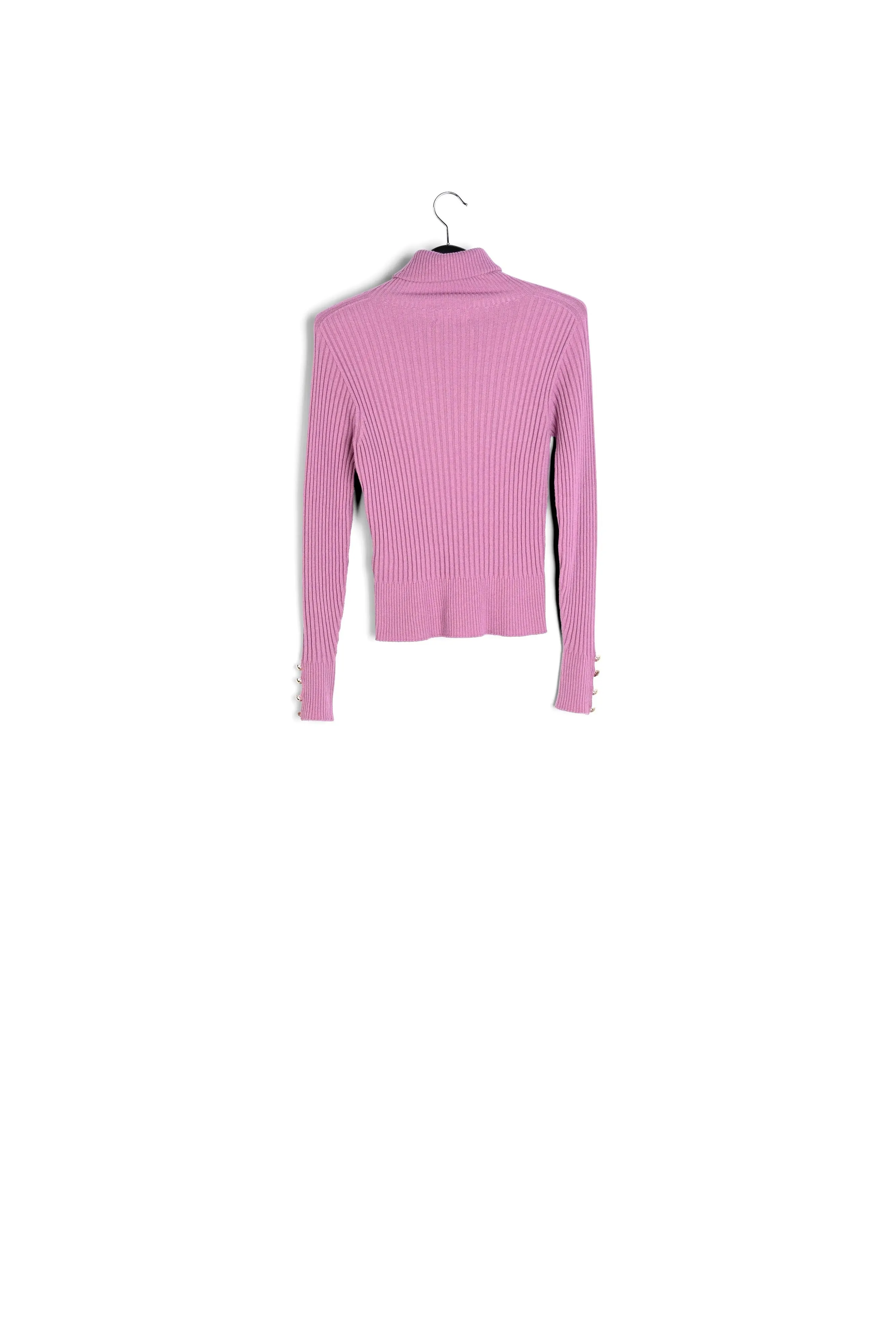 Pink rib-knitted turtleneck sweater