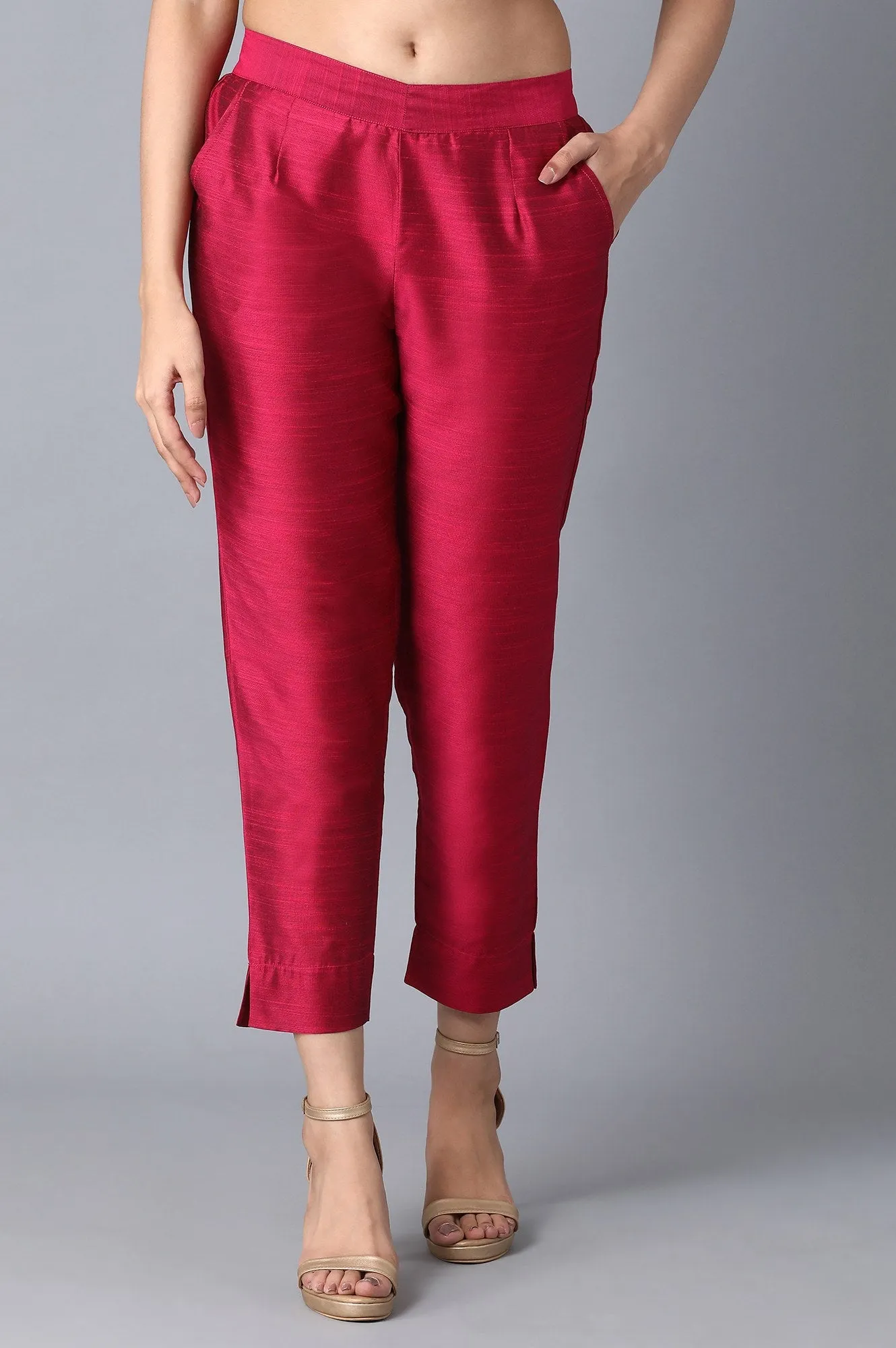 Pink Slim Fit Trouser Pants