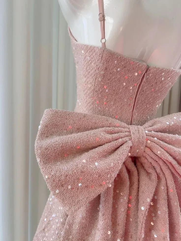 Pink Straps A-Line Short Party Dresses Birthday Dresses Homecoming Dresses, D1109