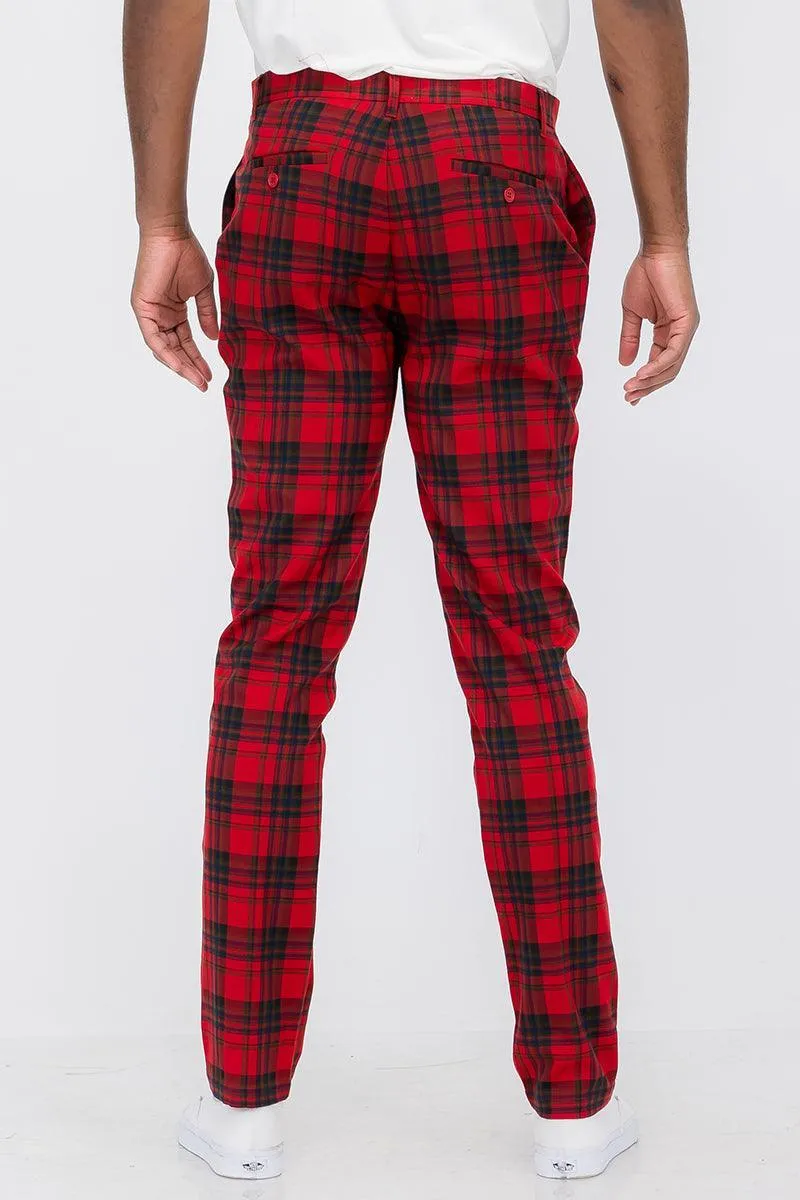 Plaid Slim Fit Trouser Pants
