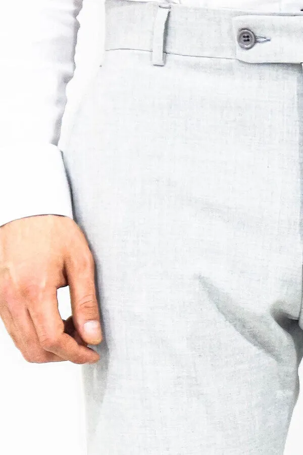 Plain Light Grey Men Dress Pants - Wessi