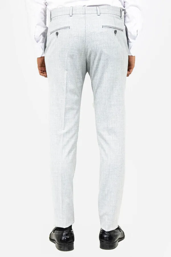Plain Light Grey Men Dress Pants - Wessi