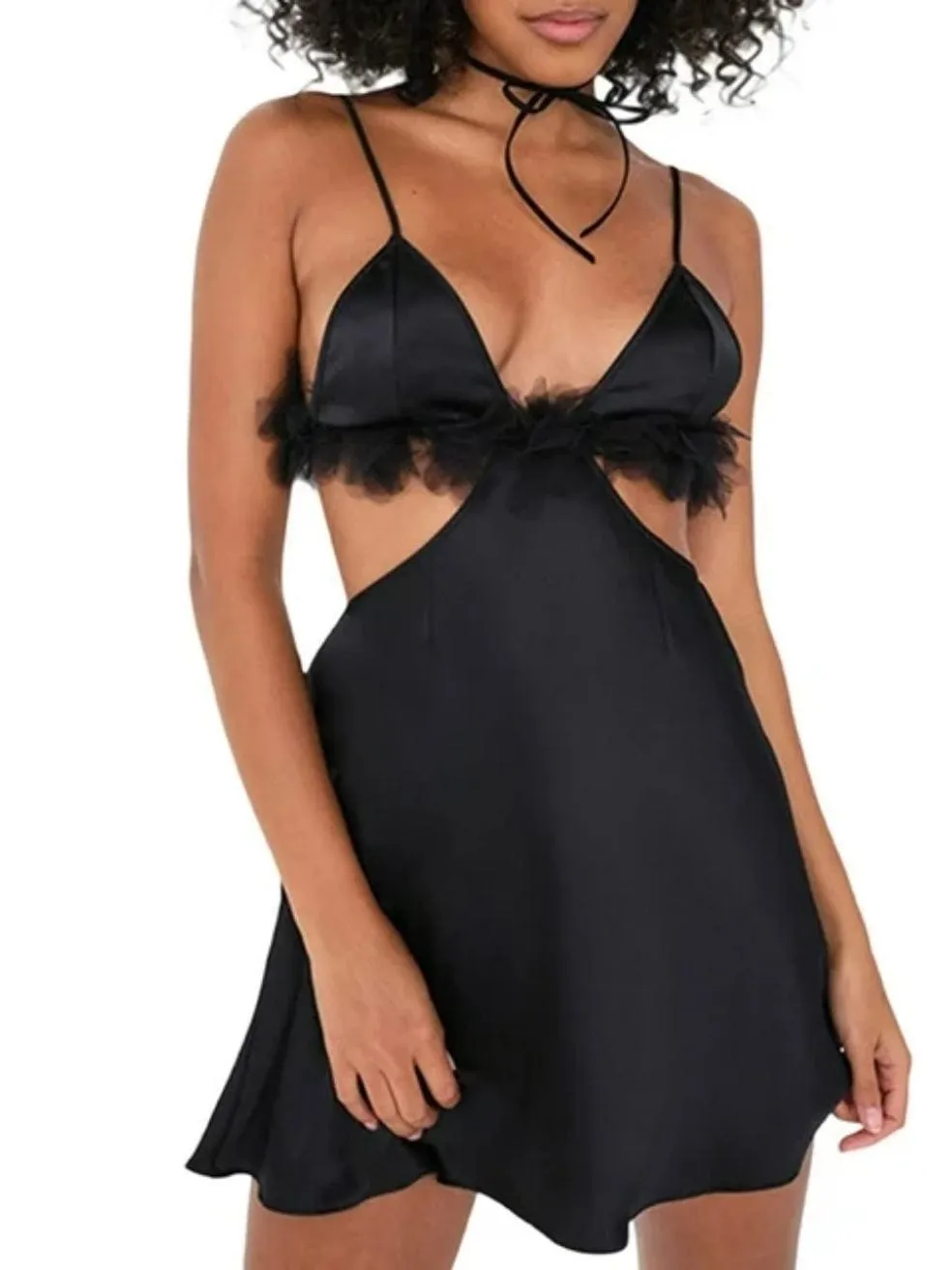 Plunge Neckline Midi Length Dress