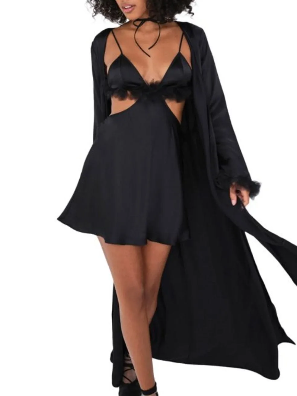 Plunge Neckline Midi Length Dress