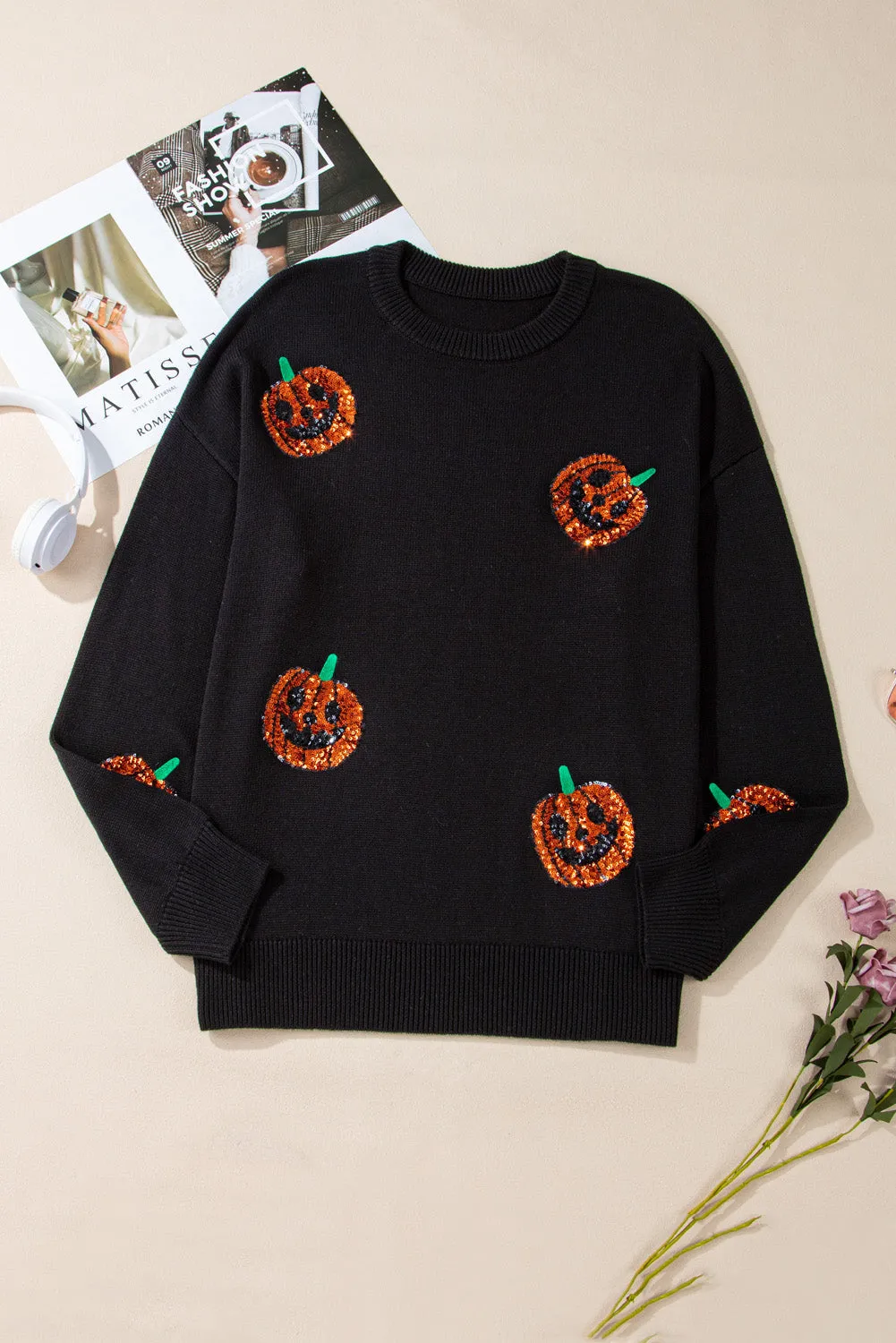 Plus Size Pumpkin Pattern Sweater