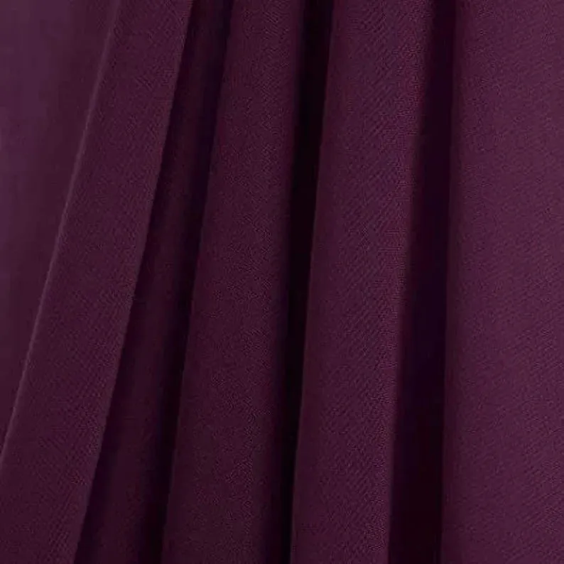 Polyester Soft Light Weight, Sheer, See Through Chiffon Fabric Sold By The Yard. Eggplant