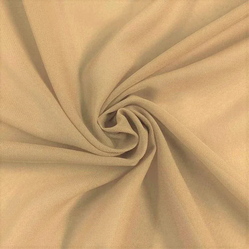 Polyester Soft Light Weight, Sheer, See Through Chiffon Fabric Sold By The Yard. Gold