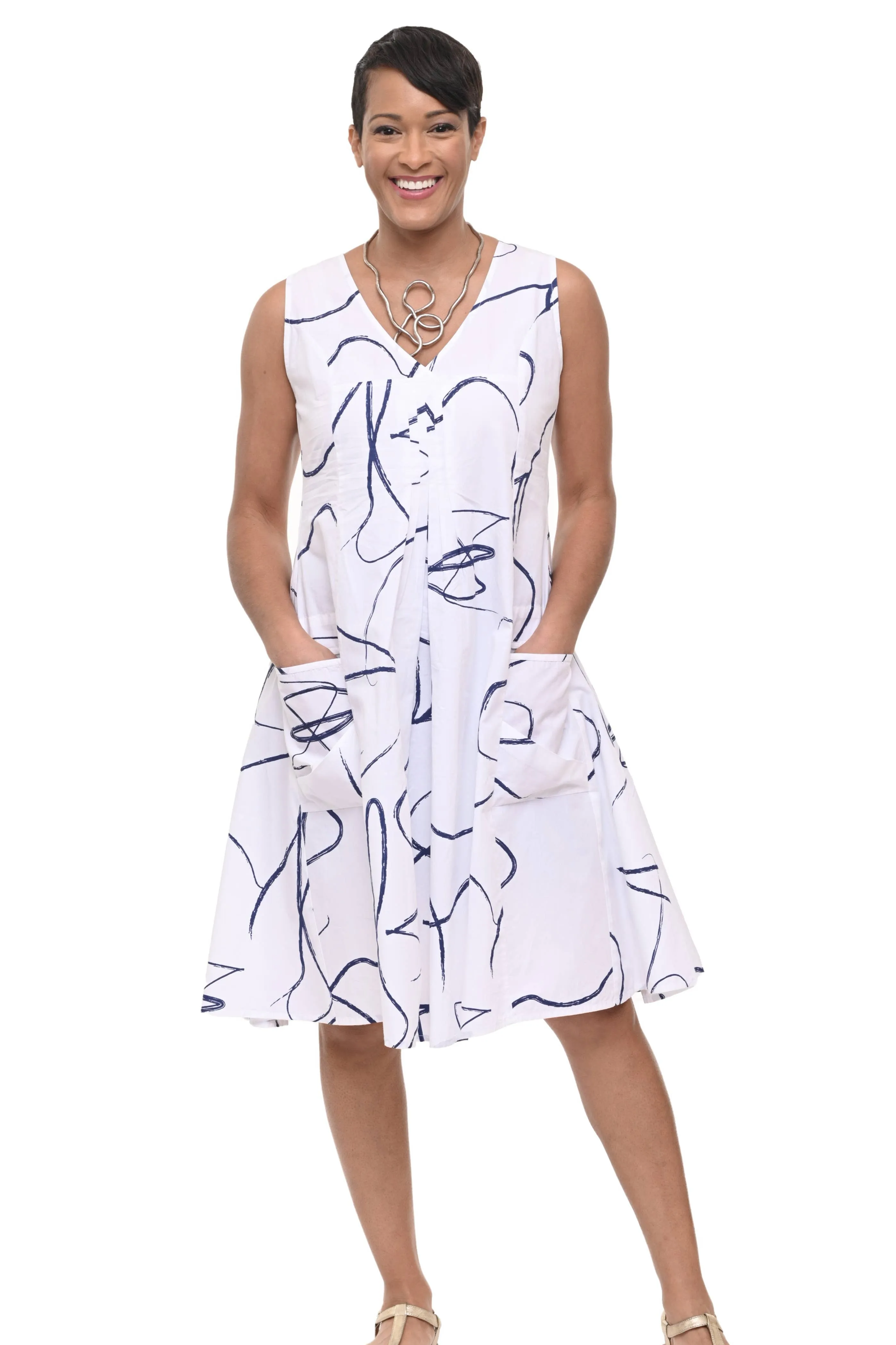Poppie Dress in Navy Ribbon