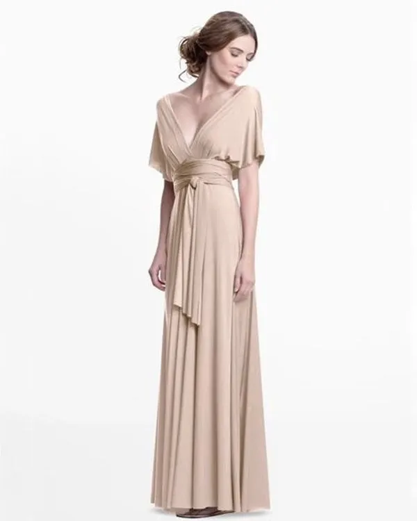 Popular Multi-Wear Bridesmaid Dresses Chiffon A-line Party Gowns Maxi Convertible Dress