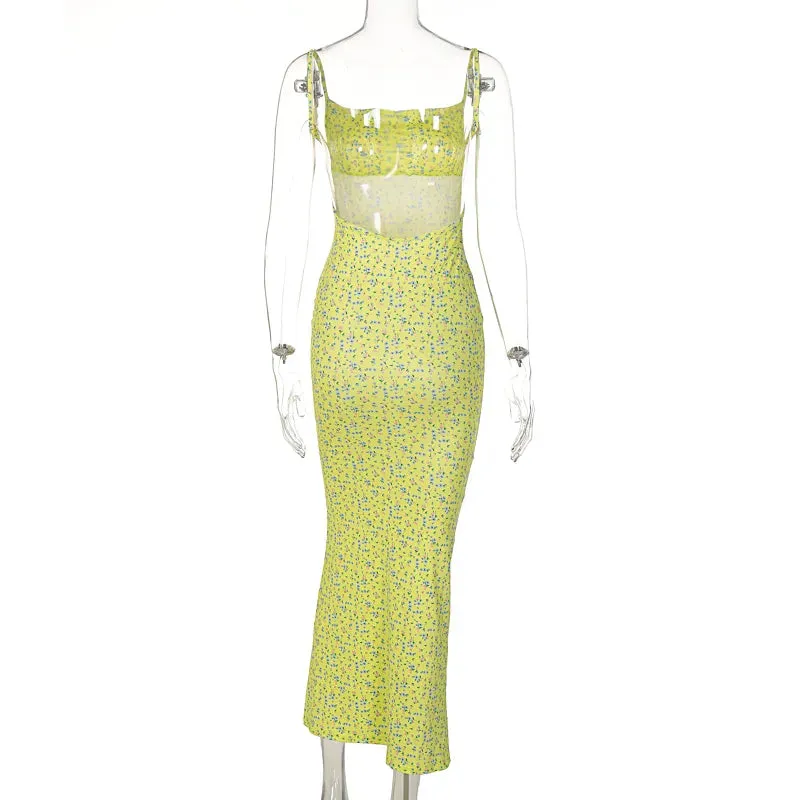 Print Backless Sleeveless Elegant Slim Bodycon Dress