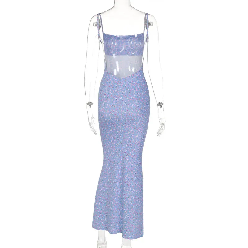 Print Backless Sleeveless Elegant Slim Bodycon Dress