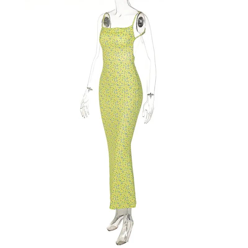 Print Backless Sleeveless Elegant Slim Bodycon Dress
