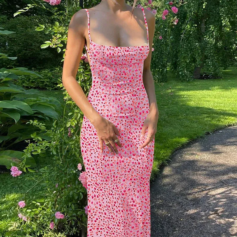 Print Backless Sleeveless Elegant Slim Bodycon Dress