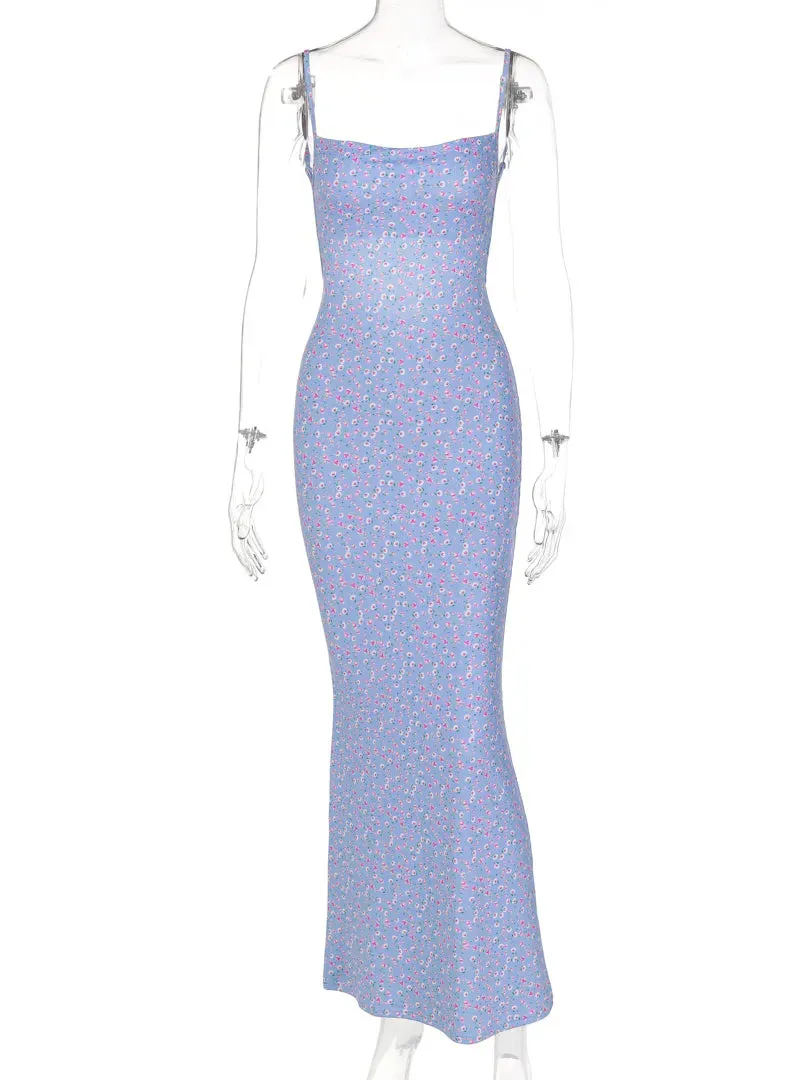 Print Backless Sleeveless Elegant Slim Bodycon Dress