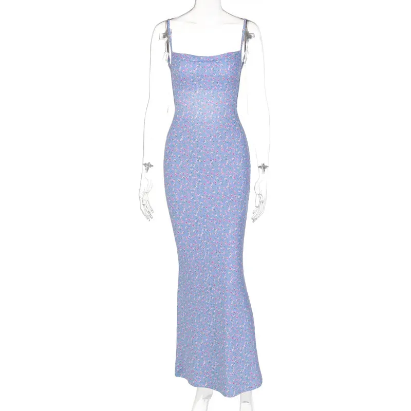Print Backless Sleeveless Elegant Slim Bodycon Dress