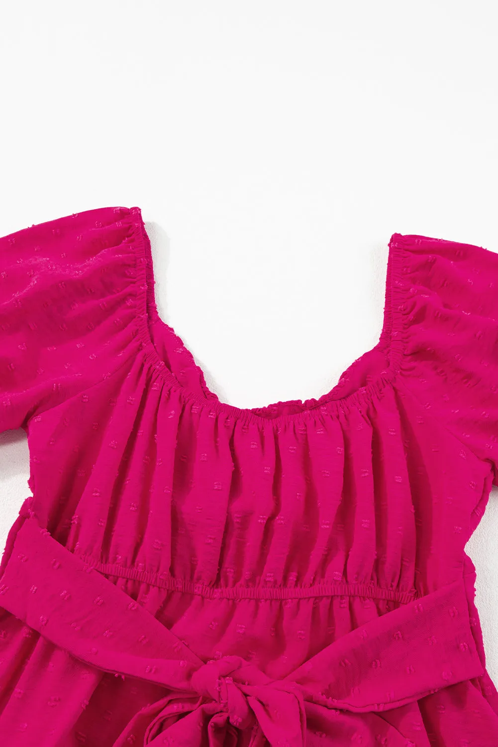 Puff Sleeve Crossover Tied Tiered Dress