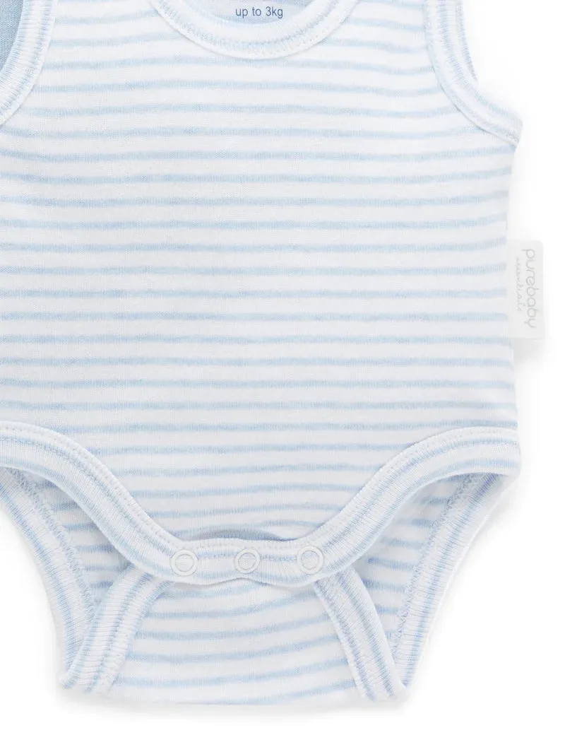 Purebaby Organic Ribbed Bodysuit 2 Pack - Pale Blue