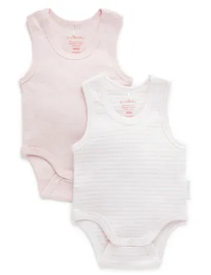 Purebaby Organic Ribbed Bodysuit 2 Pack - Pale Pink