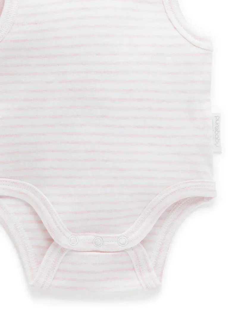 Purebaby Organic Ribbed Bodysuit 2 Pack - Pale Pink