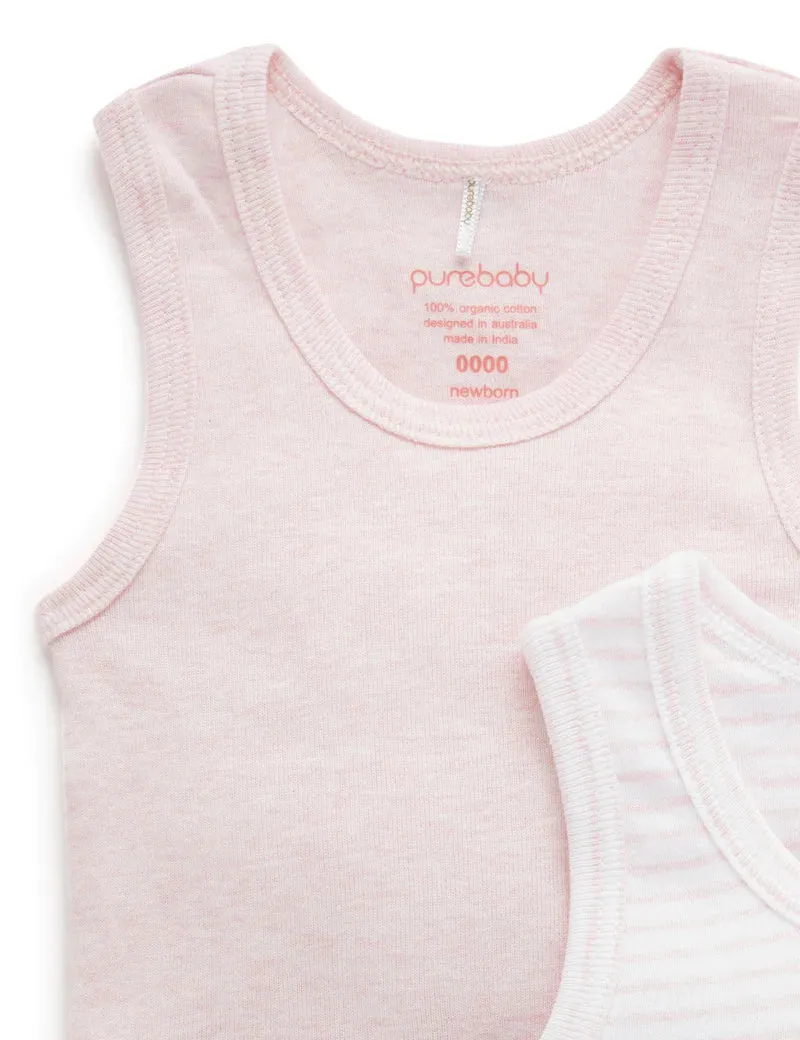 Purebaby Organic Ribbed Bodysuit 2 Pack - Pale Pink