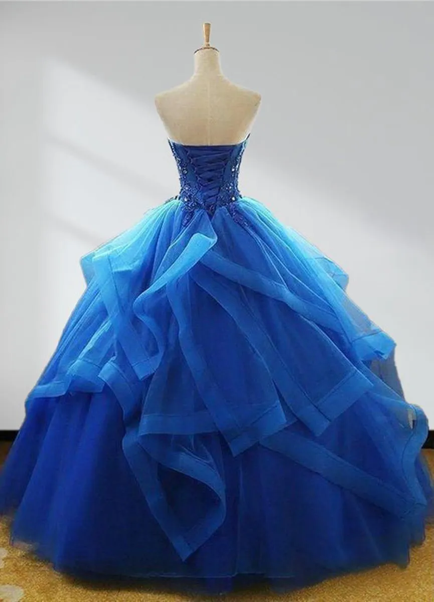 Quinceanera Dresses Organza Lace Applique Prom Dresses